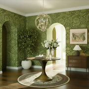 Broche 4 Light 16" Chandelier in Champagne Green Tea in a room setting