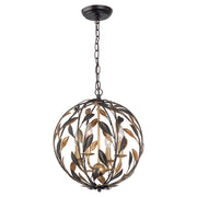 Broche 4 Light 16" Chandelier in English Bronze + Antique Gold