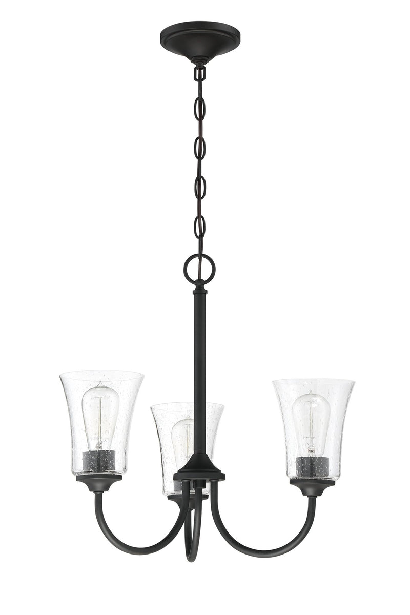 Gwyneth 3 Light 20" Chandelier in Flat Black