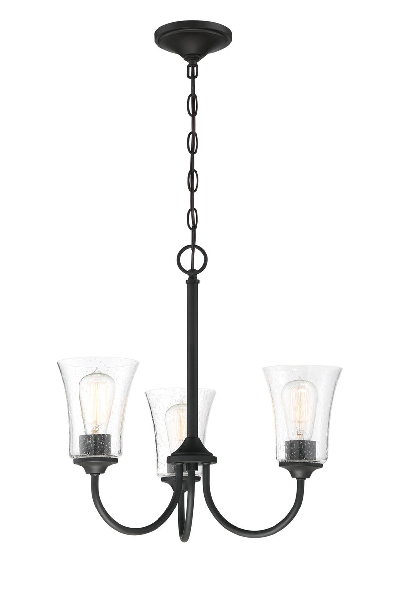 Gwyneth 3 Light 20" Chandelier in Flat Black