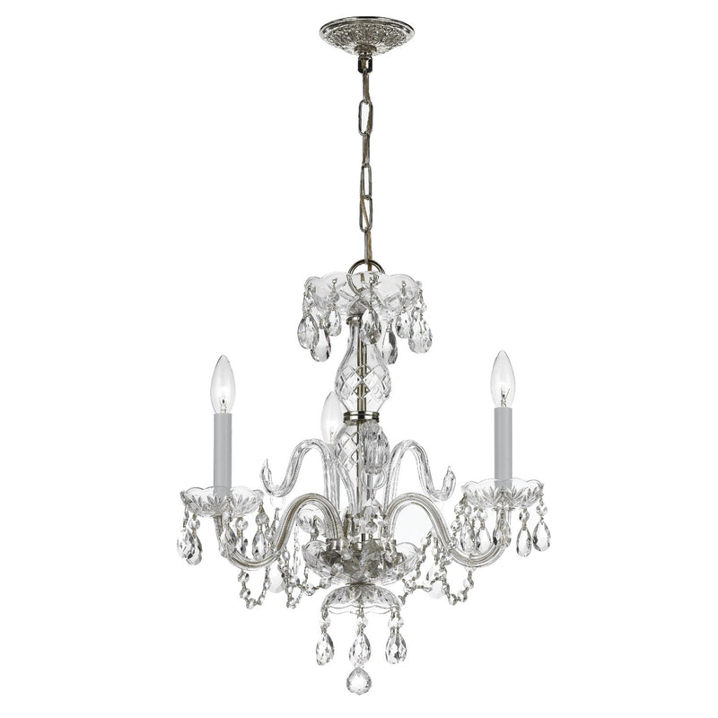 Traditional Crystal 3 Light 16" Chandelier in Polished Chrome