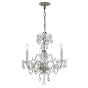 Traditional Crystal 3 Light 16" Chandelier in Polished Chrome
