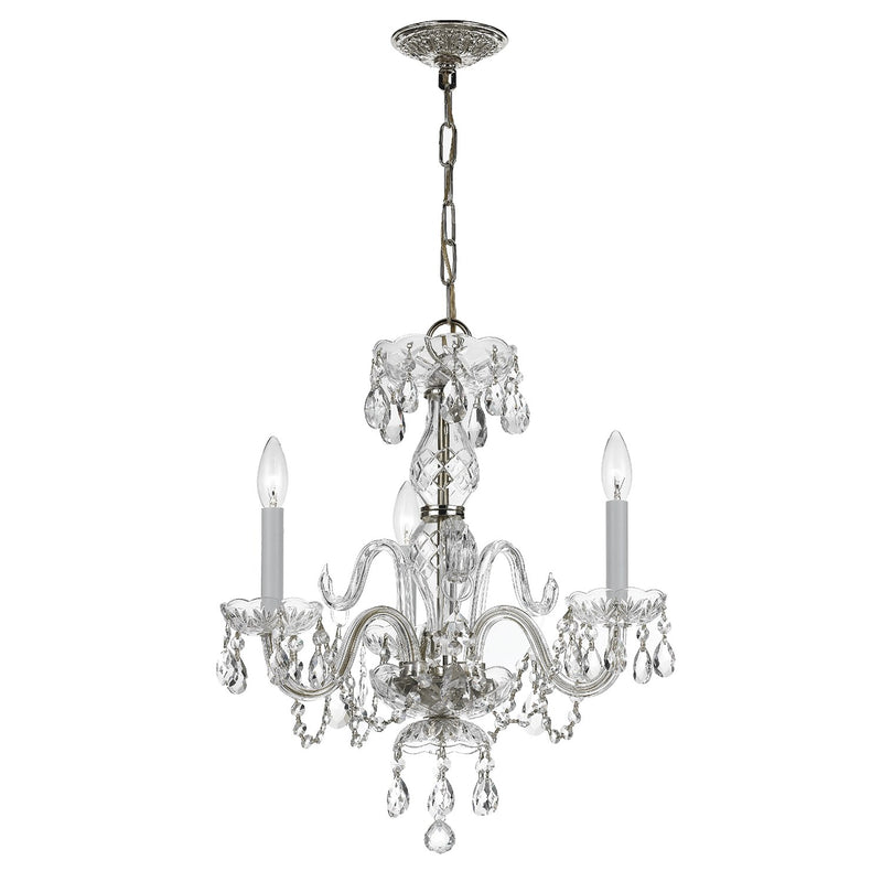 Traditional Crystal 3 Light 16" Chandelier in Polished Chrome