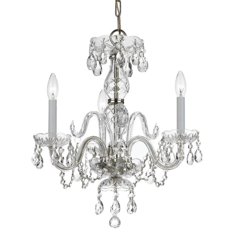 Traditional Crystal 3 Light 16" Chandelier in Polished Chrome