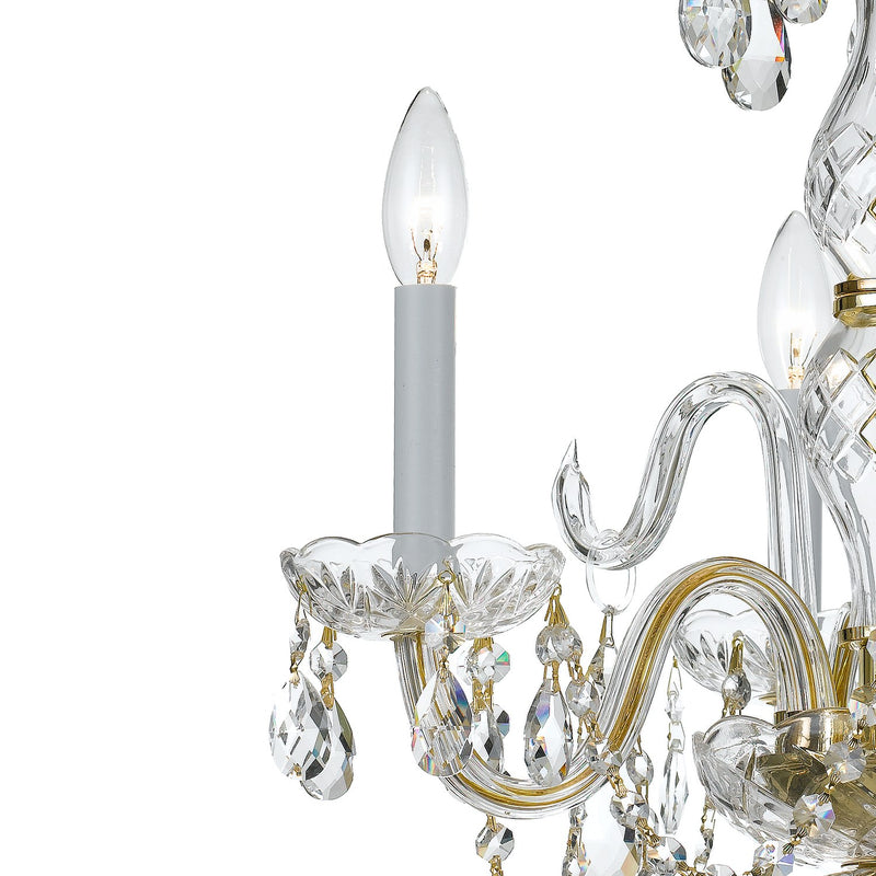 Traditional Crystal 3 Light 16" Chandelier in Polished Brass