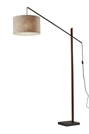 Ethan Arc Floor Lamp in Black W. Walnut Rubberwood
