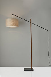 Ethan Arc Floor Lamp in Black W. Walnut Rubberwood