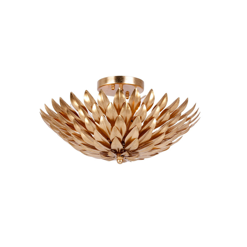 Broche 4 Light 16" Semi Flush Mount in Antique Gold