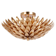 Broche 4 Light 16" Semi Flush Mount in Antique Gold