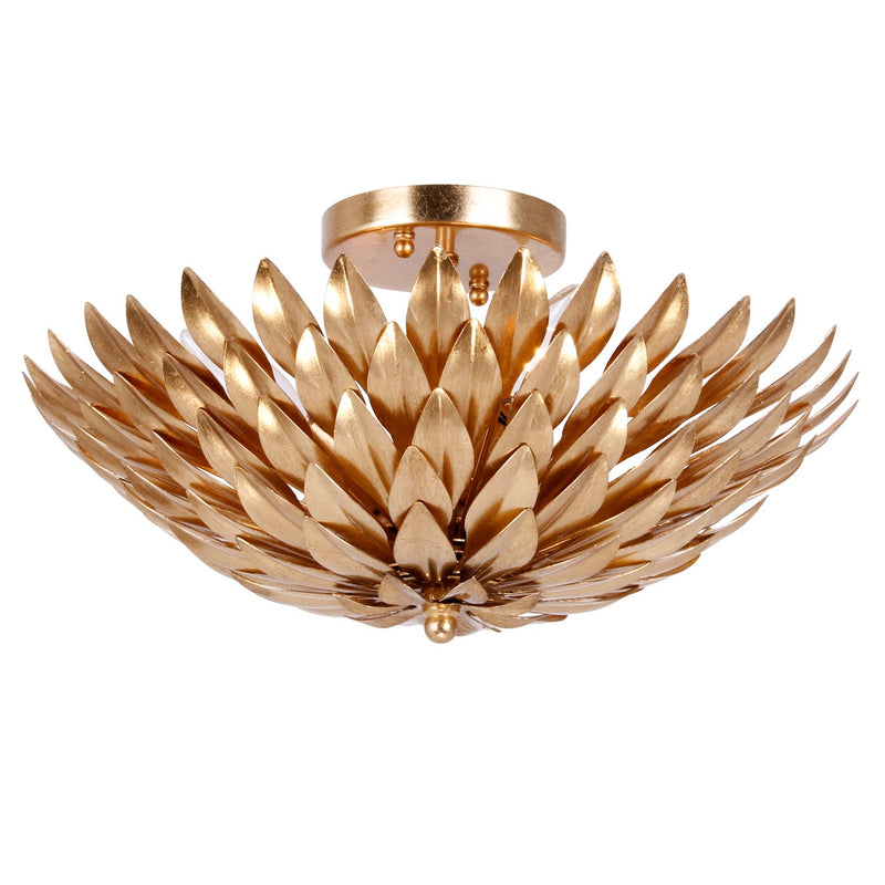 Broche 4 Light 16" Semi Flush Mount in Antique Gold