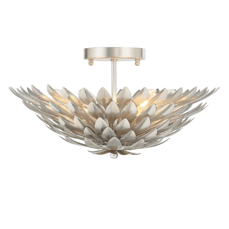 Broche 4 Light 16" Semi Flush Mount in Antique Silver
