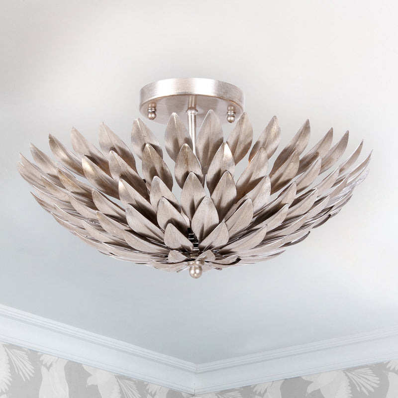 Broche 4 Light 16" Semi Flush Mount in Antique Silver in a room setting
