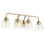 Enclave 4 Light Seeded Glass Vanity in Aged Brass