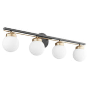 Nimbus 4 Light Vanity in Textured Black / Aged Brass