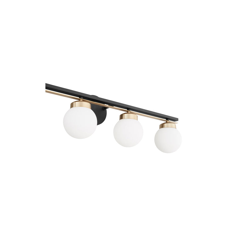 Nimbus 4 Light Vanity in Textured Black / Aged Brass