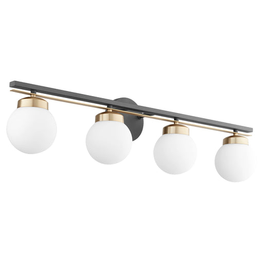 Nimbus 4 Light Vanity in Textured Black / Aged Brass