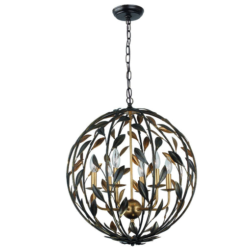 Broche 6 Light 21" Chandelier in English Bronze + Antique Gold