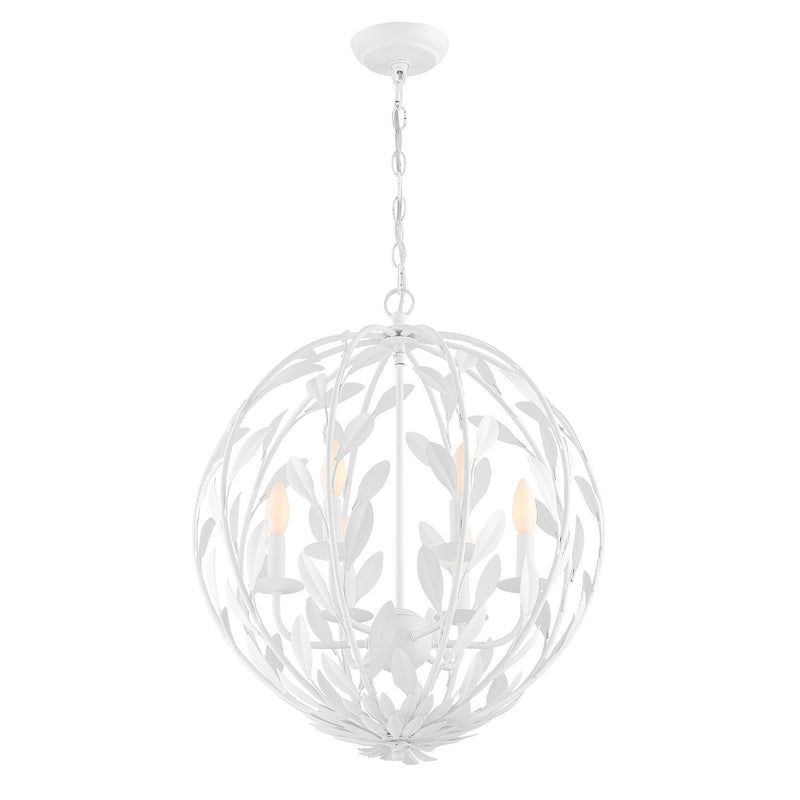 Broche 6 Light 21" Chandelier in Matte White