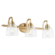 Reyes 3 Light Seeded Glass Vanity in Aged Brass