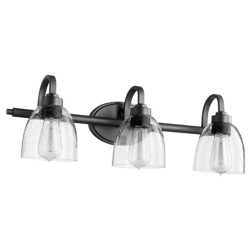 Reyes 3 Light Seeded Glass Vanity in Textured Black