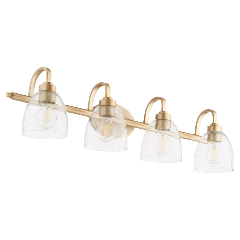 Reyes 4 Light Seeded Glass Vanity in Aged Brass