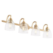 Reyes 4 Light Seeded Glass Vanity in Aged Brass