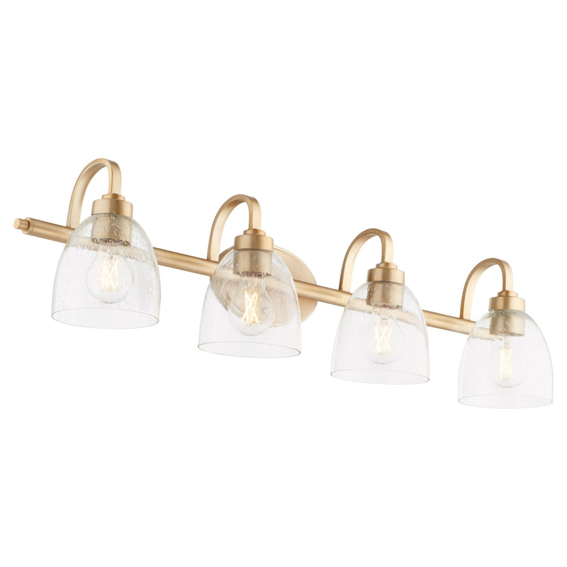 Reyes 4 Light Seeded Glass Vanity in Aged Brass