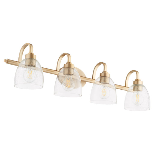 Reyes 4 Light Seeded Glass Vanity in Aged Brass