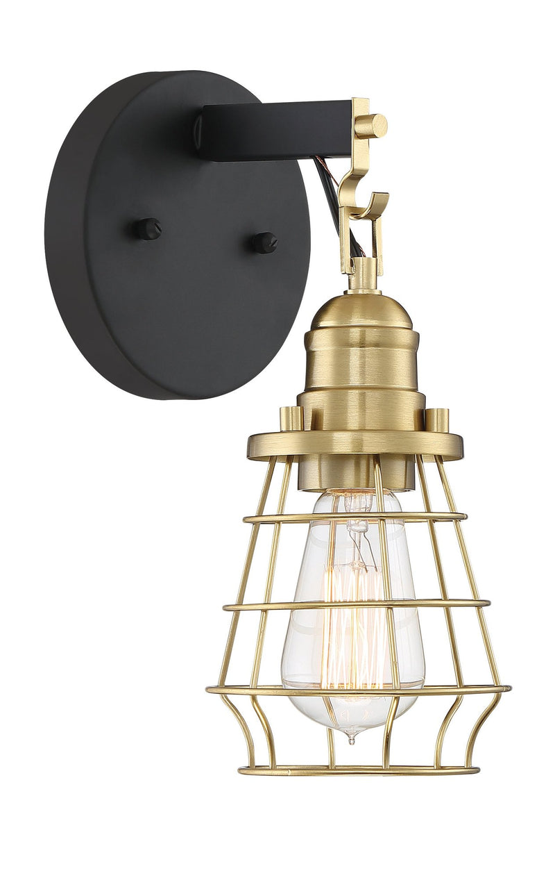 Thatcher 1 Light 7" Wall Sconce in Flat Black/Satin Brass