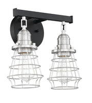 Thatcher 2 Light 12" Vanity in Flat Black/Brushed Polished Nickel