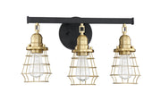 Thatcher 3 Light 19" Vanity in Flat Black/Satin Brass
