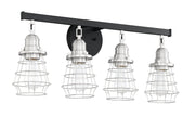 Thatcher 4 Light 26" Vanity in Flat Black/Brushed Polished Nickel