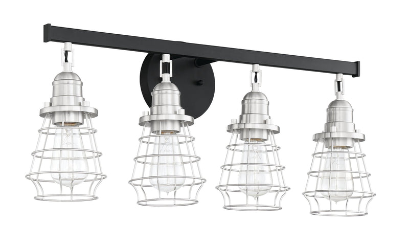 Thatcher 4 Light 26" Vanity in Flat Black/Brushed Polished Nickel