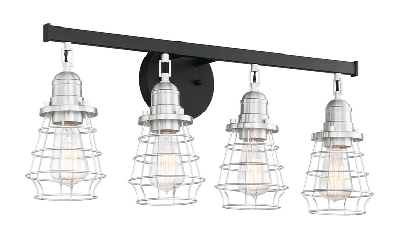 Thatcher 4 Light 26" Vanity in Flat Black/Brushed Polished Nickel