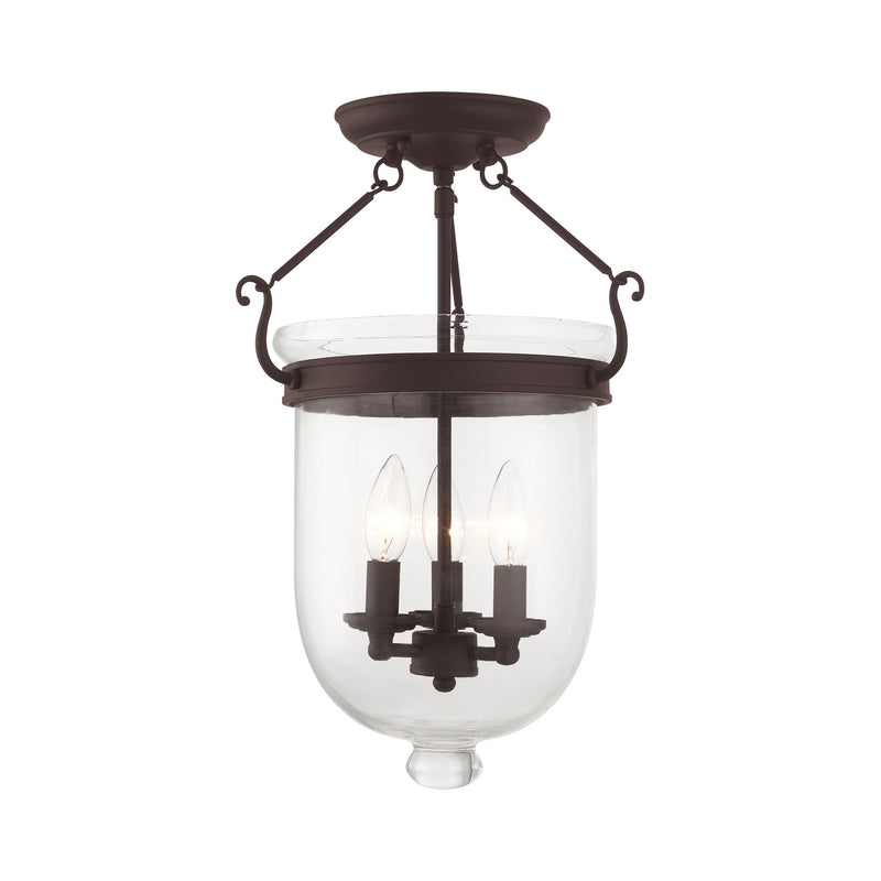 Jefferson 3-Light 12" Semi-Flush Mount in Bronze