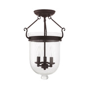 Jefferson 3-Light 12" Semi-Flush Mount in Bronze