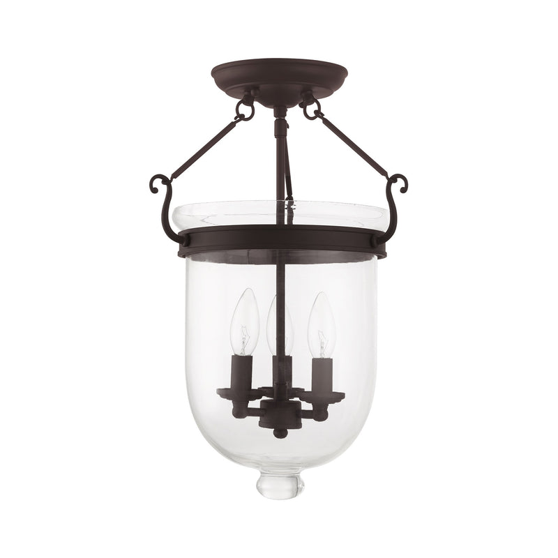 Jefferson 3-Light 12" Semi-Flush Mount in Bronze