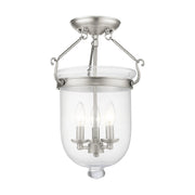 Jefferson 3-Light 12" Semi-Flush Mount in Brushed Nickel