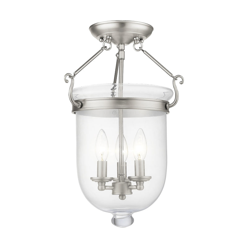 Jefferson 3-Light 12" Semi-Flush Mount in Brushed Nickel