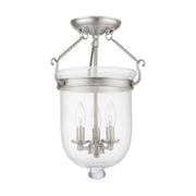Jefferson 3-Light 12" Semi-Flush Mount in Brushed Nickel