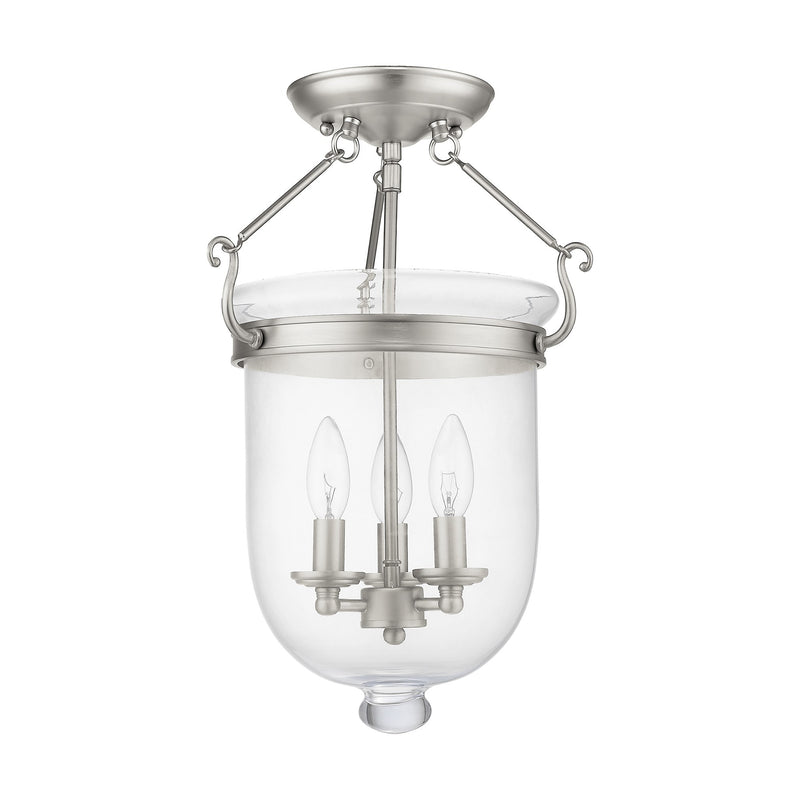 Jefferson 3-Light 12" Semi-Flush Mount in Brushed Nickel
