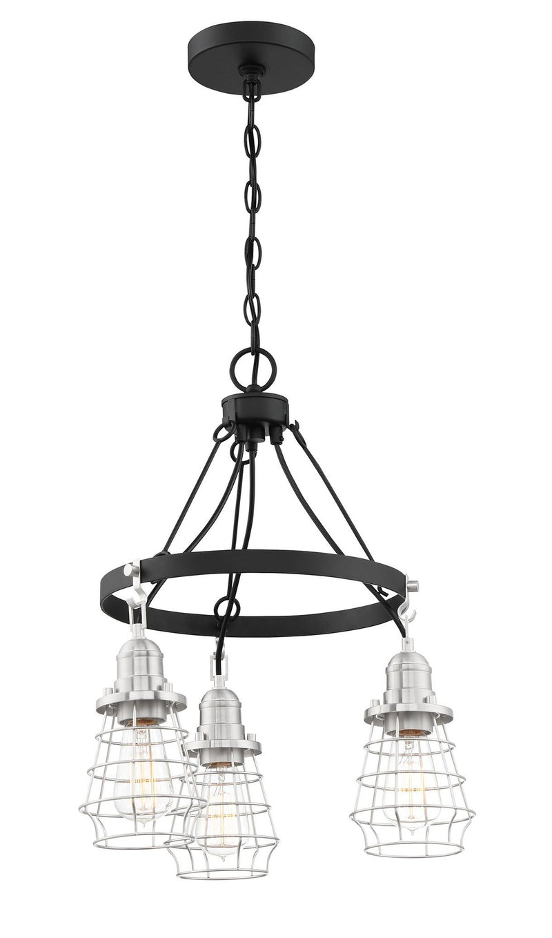 Thatcher 3 Light 18" Down Chandelier in Flat Black/Brushed Polished Nickel