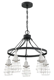 Thatcher 5 Light 25" Chandelier in Flat Black/Brushed Polished Nickel
