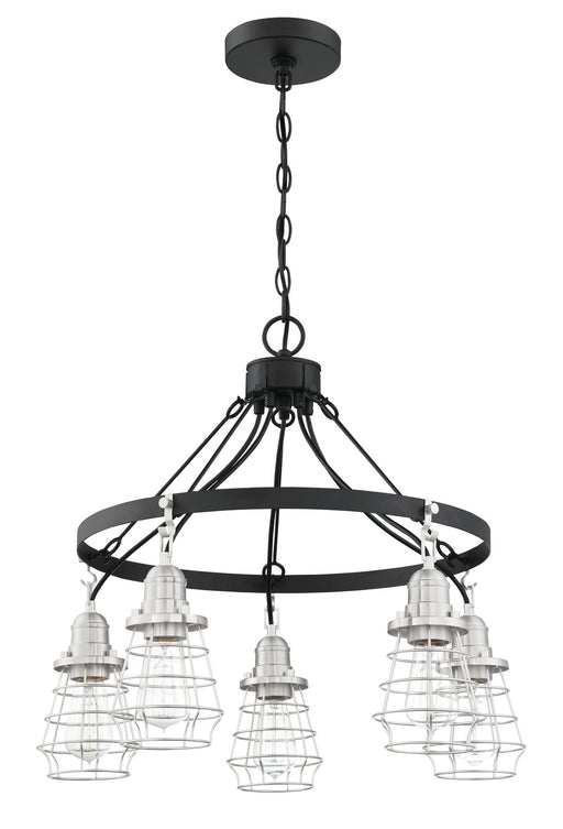 Thatcher 5 Light 25" Chandelier in Flat Black/Brushed Polished Nickel