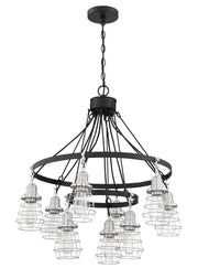 Thatcher 9 Light 30" Chandelier in Flat Black/Brushed Polished Nickel
