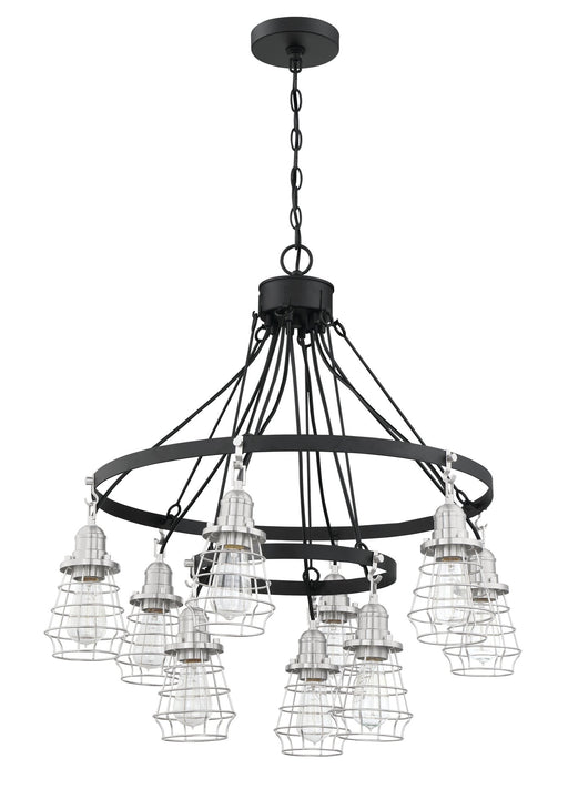 Thatcher 9 Light 30" Chandelier in Flat Black/Brushed Polished Nickel