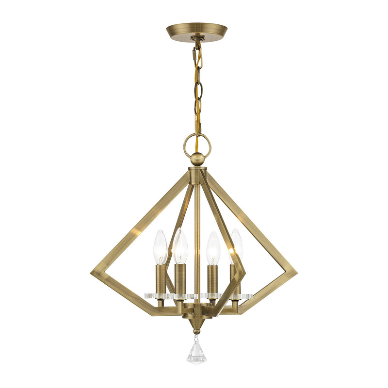 Diamond 4-Light Chandelier in Antique Brass