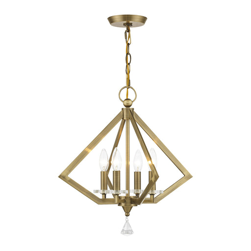 Diamond 4-Light Chandelier in Antique Brass
