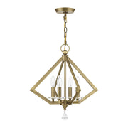 Diamond 4-Light Chandelier in Antique Brass