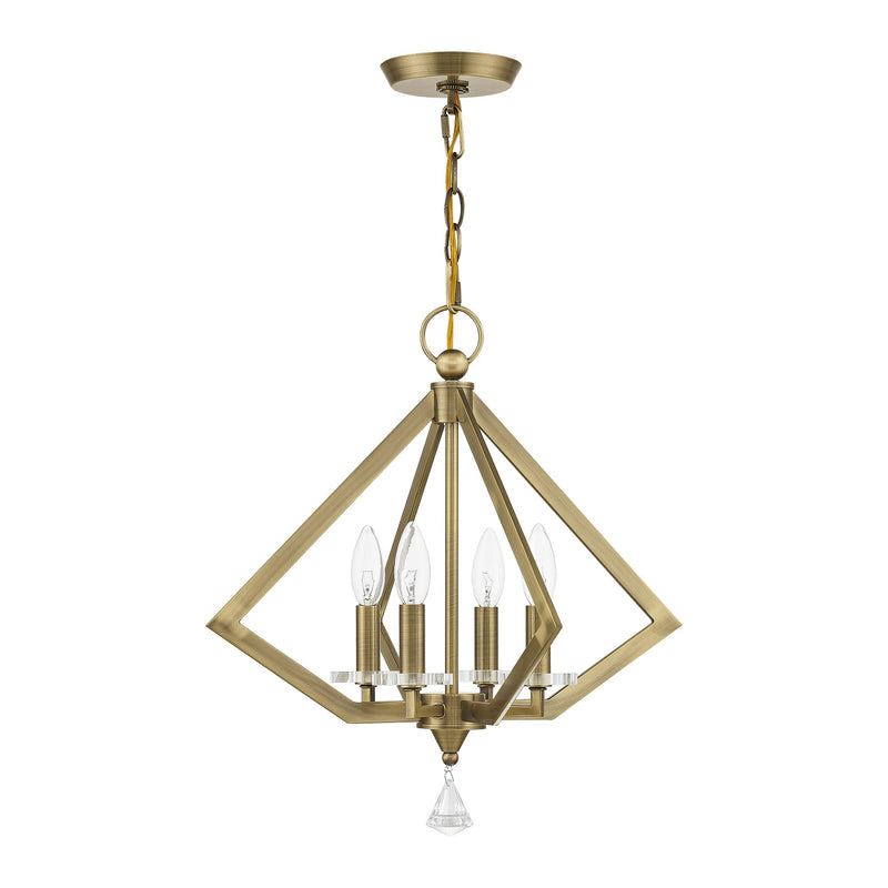 Diamond 4-Light Chandelier in Antique Brass